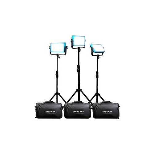  Adorama Dracast LED500 Pro Daylight 3-Light Kit with Gold-Mount Battery Plates & Stands DRLK3X500DGQ