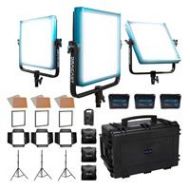 Adorama Dracast Pro LED1000 Daylight 3-Light Studio Kit, 3x Gold Mount Battery Plates DR-STU-DG