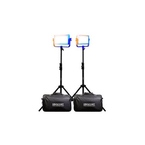  Adorama Dracast LED500 Pro Bi-Color 2-Light Kit with Gold-Mount Battery Plates & Stands DR500BCG2KSK