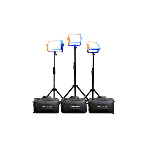  Adorama Dracast LED500 Pro Bi-Color 3-Light Kit with Gold-Mount Battery Plates & Stands DRLK3X500BGQ