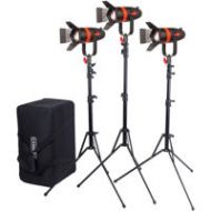 Adorama Came-TV Boltzen 55W Fresnel Focusable Bi-Color LED 3-Light Kit, 3x Stands & Bag F-55S-3STD