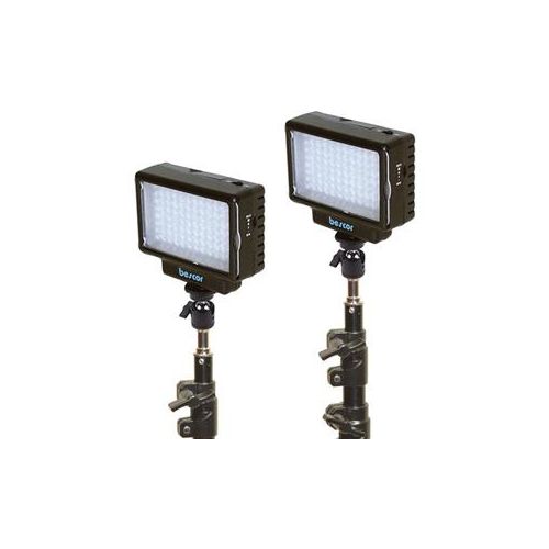  Adorama Bescor Light Kit, 2x LED-70 Video Light, 2x LS-180 Light Stands LED-70K