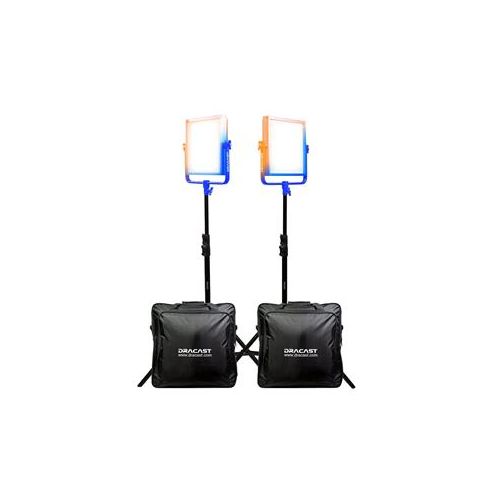  Adorama Dracast LED1000 Pro Bi-Color 2-Light Kit with V-Mount Battery Plates and Stands DR1000BCV2KQ