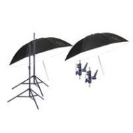 Adorama Flashpoint Lighting Outfit with 2 Stands, Umbrellas and Mounting Brackets FP-LF-SMUBK2