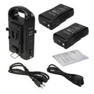 Adorama Fotodiox Dual Position Battery Charger Kit, Two 14.8V 130Wh Li V-Mount Batteries VBATT-CHRGR-STAND-2XF130S