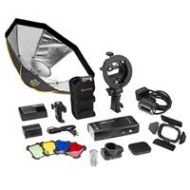 Adorama eVOLV 200 TTL Pocket Flash with Barndoor Kit Built-in R2 2.4GHz Radio Remote System (Godox AD200) EV-200-SBK