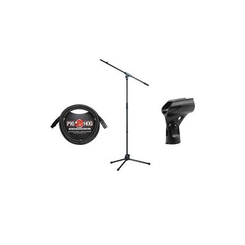  Adorama K&M 21070 Microphone Stand, Boom Arm, Mic Stand Adapter, 8 XLR Cable, Black 21070.500.55 A