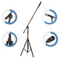 Adorama Pyle PMKS46 Adjustable & Foldable Tripod Microphone Stand, Extending Boom Mount PMKS46