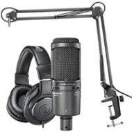 Adorama Audio-Technica AT2020USB+ Microphone Pack with ATH-M20x, Boom & USB Cable AT2020USB+PK