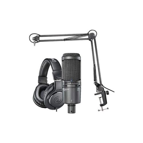  Adorama Audio-Technica AT2020USB+ Microphone Pack with ATH-M20x, Boom & USB Cable AT2020USB+PK