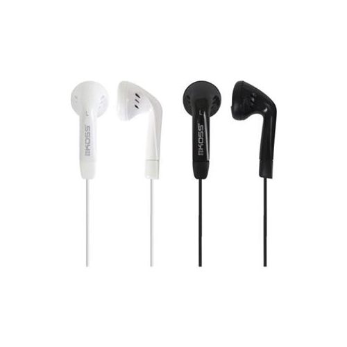  Adorama Koss KE7 Lightweight Earbud Headphones, 2-Pack, Black/White 191619