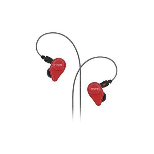  Adorama Fostex TE04 Closed Dynamic Stereo Earphones with Omnidirectional Mic, Red AMS-TE-04RD