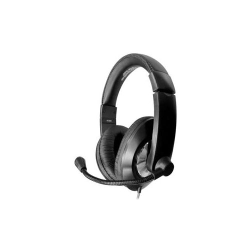  Adorama Hamilton Buhl Smart-Trek Deluxe Stereo Headset w/ Gooseneck Mic, 3.5mm TRRS Plug ST2BK