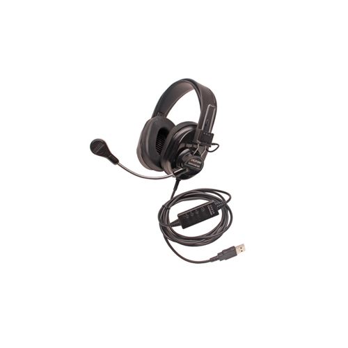  Adorama Califone 3066 Deluxe Multimedia Stereo Headset with USB Plug and Mic, Black 3066USB-BK