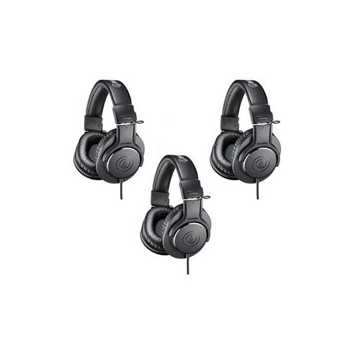  Adorama Audio-Technica 3 Pack ATH-M20x Pro Monitor Headphones, 96dB, 15-20kHz, Black ATH-M20X 2
