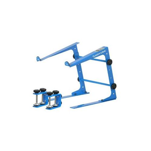  Adorama Odyssey Innovative Designs L Stand Laptop/Gear Stand with Clamps, Blue LSTANDBLU