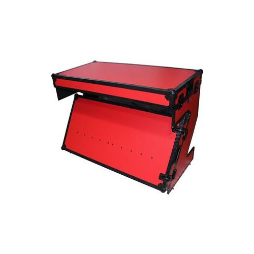  Adorama ProX XS-ZTABLERB Z-Style DJ Table Flight Case, Handles and Wheels, Black on Red XS-ZTABLERB