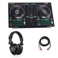 Adorama Roland DJ-202 2-Channel 4-Deck Serato DJ Controller W/Behringer Headphones/Cable DJ-202 A