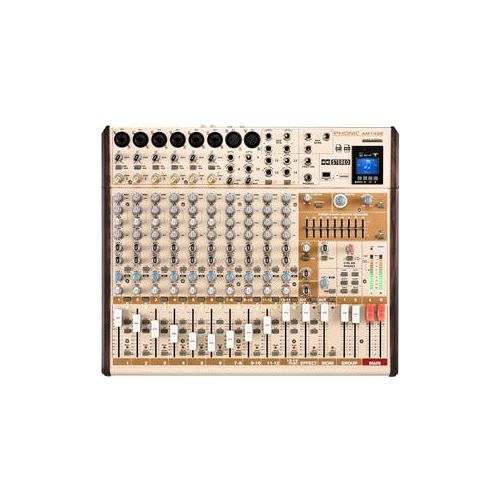  Adorama Phonic AM14GE AM Gold Edition 6-Mono 4-Stereo Input 2-Group Mixer with DFX PHO-AM14GE