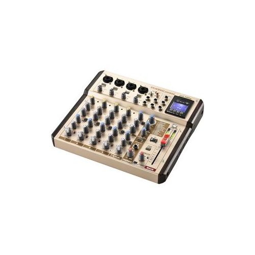  Adorama Phonic AM8GE AM Gold Edition 4-Mic/Line 2-Stereo Input Compact Mixer, DFX PHO-AM8GE