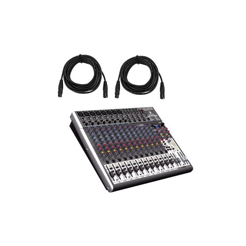  Adorama Behringer XENYX X2222USB 22-Input 2/2-Bus Mixer With 2x 15 8mm XLR MIc Cable X2222USB B