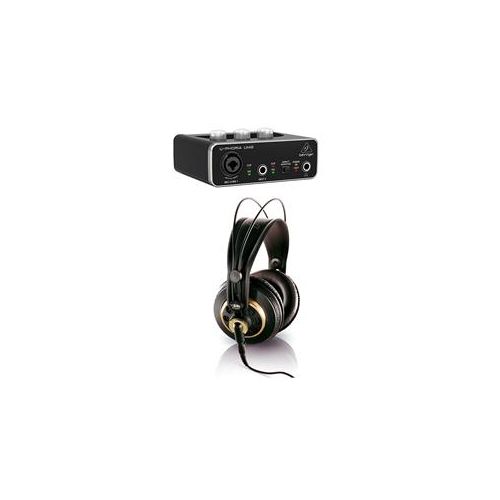  Adorama Behringer U-PHORIA UM2 2x2 USB Audio Interface W/AKG Acoustics K240 Headphones UM 2 B