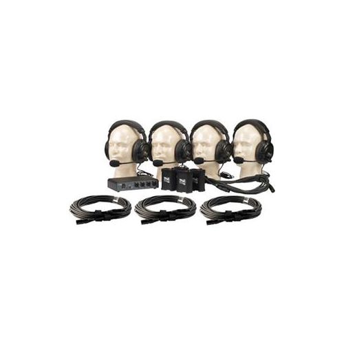  Adorama Anchor Audio PortaCom Four User Package, 1x Dual, 3x Single Headset,4x 50 Cable COM-40FC/C/1D3S