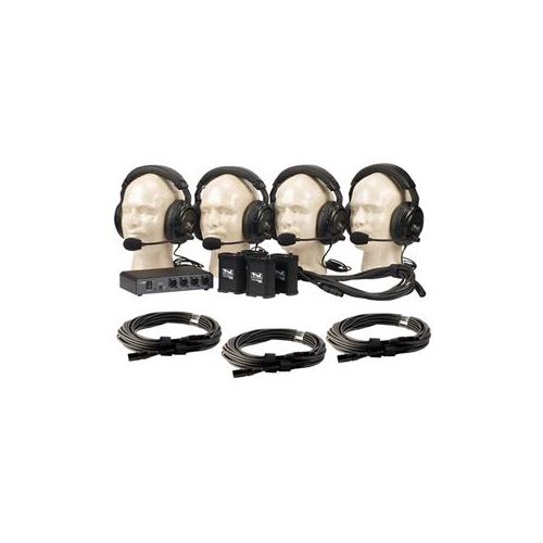 Adorama Anchor Audio PortaCom Four User Package with 4x Single Headsets & 4x 50 Cables COM-40FC/C/4S