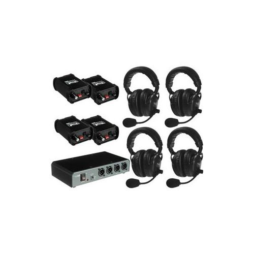  Adorama Anchor Audio Wired Intercom System w/4 Dual Headsets & PC-2000 Power Console COM-40FC/4D