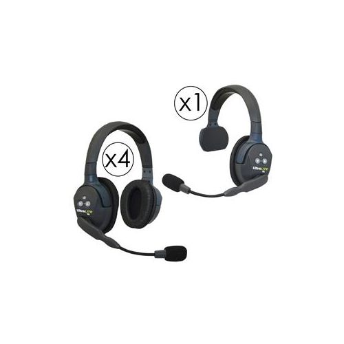  Adorama Eartec UL514 UltraLITE 5-Person System, Single-Ear Headset & 4x Dual-Ear Headset UL514