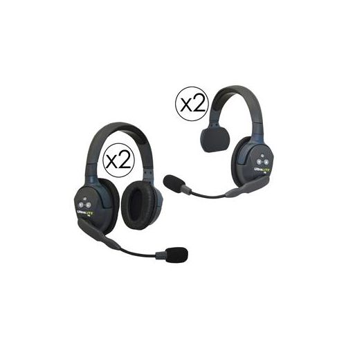  Adorama Eartec UL422 UltraLITE 4-Person System,2x Single-Ear Headset,2x Dual-Ear Headset UL422