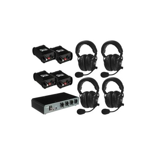  Adorama PortaCom COM-40FC/C Four Dual Headset 2-Ch Wired Intercom Package with Cables COM-40FC/C-D