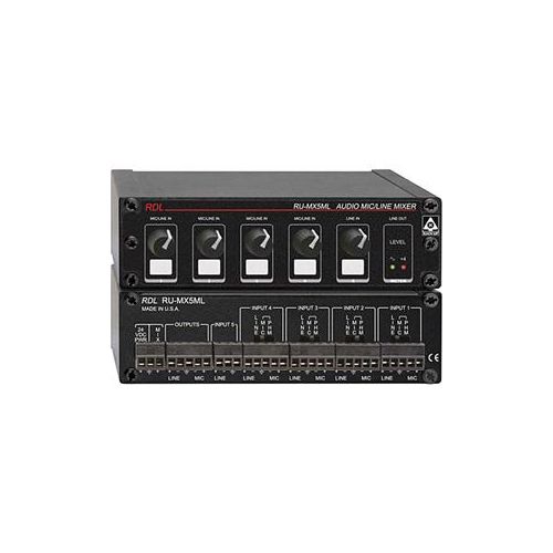  Adorama RDL RU-MX5ML 5-Channel Mic/Line Audio Mixer with Phantom Power RU-MX5ML