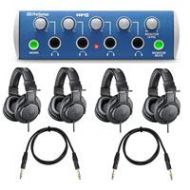 Adorama PreSonus HP4 4-Ch Headphone Distr Amplifier W/4x AT ATH-M20x Headphone/2x Cables HP4 A