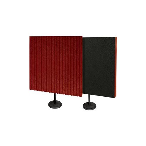  Adorama Auralex DeskMAX 2x2x3 Acoustic Panel with Stand, Set of 2, Burgundy DESKMAXBUR