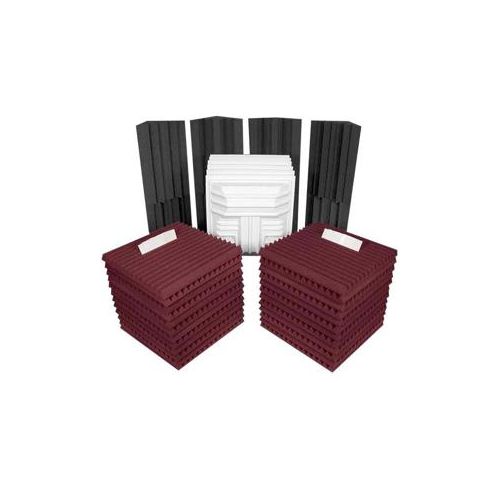  Adorama Auralex Deluxe Plus Roominator Kit, 24 Studiofoam Panels 2x24x24 (Burgundy) ROOMDLXPLUSBUR