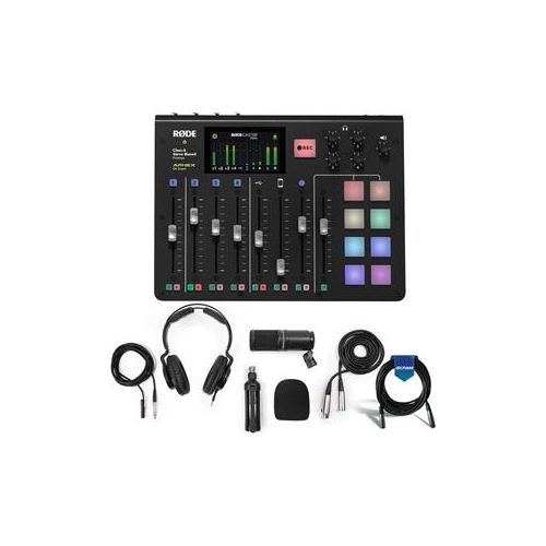  Adorama Rode RODECaster Integrated Podcast Production Console W/Zoom ZDM-1 Mic Pack/Cab RODECASTER PRO MM