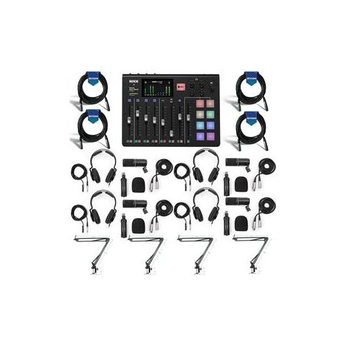  Adorama Rode RODECaster Integrated Podcast Production Console W/4x Zoom Mic Pack/4x More RODECASTER PRO P