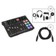 Adorama Rode Caster Integrated Podcast Production Console W/2x Zoom ZDM1 Mic Pack/2x Cab RODECASTER PRO N2