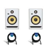 Adorama KRK ROKIT 5 G4 5Powered White Noise Near-Field Studio Monitor W/2x 20XLR Cable RP5G4WN-NA A2