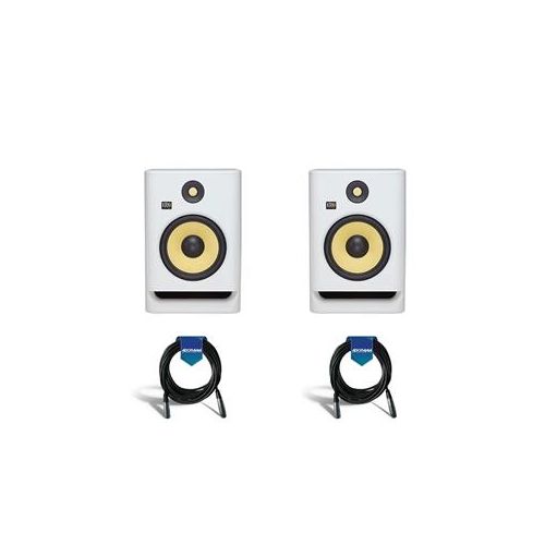  Adorama KRK ROKIT 5 G4 5Powered White Noise Near-Field Studio Monitor W/2x 20XLR Cable RP5G4WN-NA A2