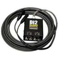 Adorama Whirlwind 15 2-Ch Di2 Dual Direct Box with Snakeskin XLR Fanout Cable, Black DI2-015-BK