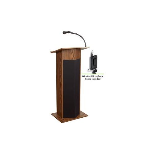  Adorama Oklahoma Sound Power Plus 111PLS Lectern with Tie Clip/Lavalier Mic, Medium Oak 111PLS-MO/LWM-6