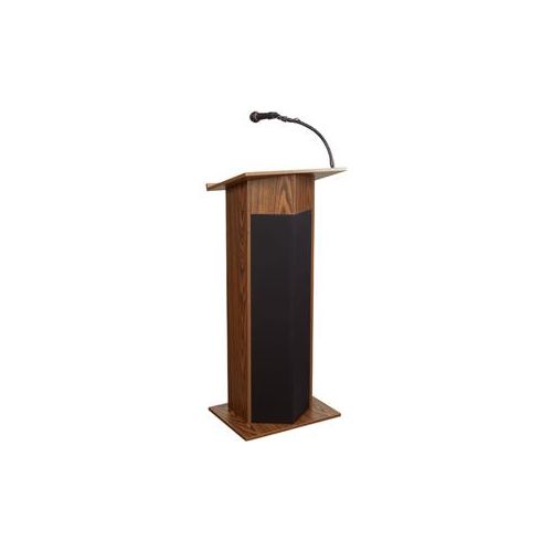  Adorama Oklahoma Sound Power Plus 111PLS Lectern with Rechargeable Battery, Medium Oak M111PLS-MO