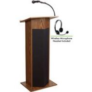 Adorama Oklahoma Sound Power Plus 111PLS Lectern with Wireless Headset Mic, Medium Oak 111PLS-MO/LWM-7