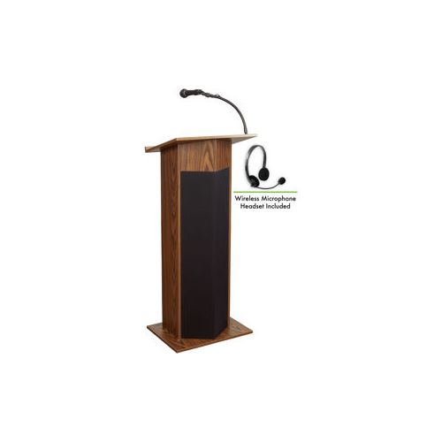  Adorama Oklahoma Sound Power Plus 111PLS Lectern with Wireless Headset Mic, Medium Oak 111PLS-MO/LWM-7