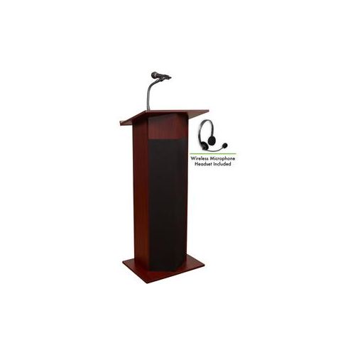  Adorama Oklahoma Sound Power Plus 111PLS Lectern with Wireless Headset Mic, Mahogany 111PLS-MY/LWM-7