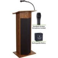 Adorama Oklahoma Sound Power Plus 111PLS Lectern with Battery & H&held Mic, Medium Oak M111PLS-MO/LWM-5