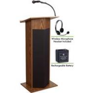 Adorama Oklahoma Sound Power Plus 111PLS Lectern with Battery & Headset Mic, Medium Oak M111PLS-MO/LWM-7