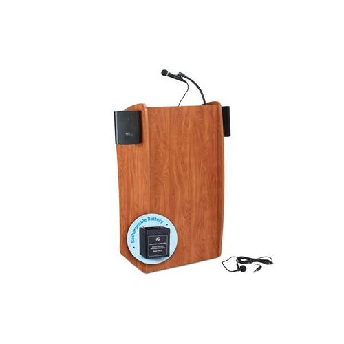  Adorama Oklahoma Sound Vision 611S Floor Sound Lectern with Rechargeable Battery, Cherry M611-S